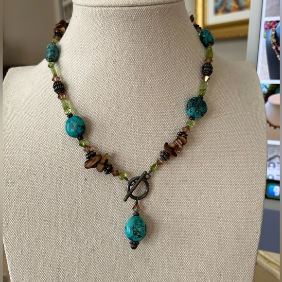 Turquoise, Peridot & Tiger Eye Necklace - Picture 1 of 2